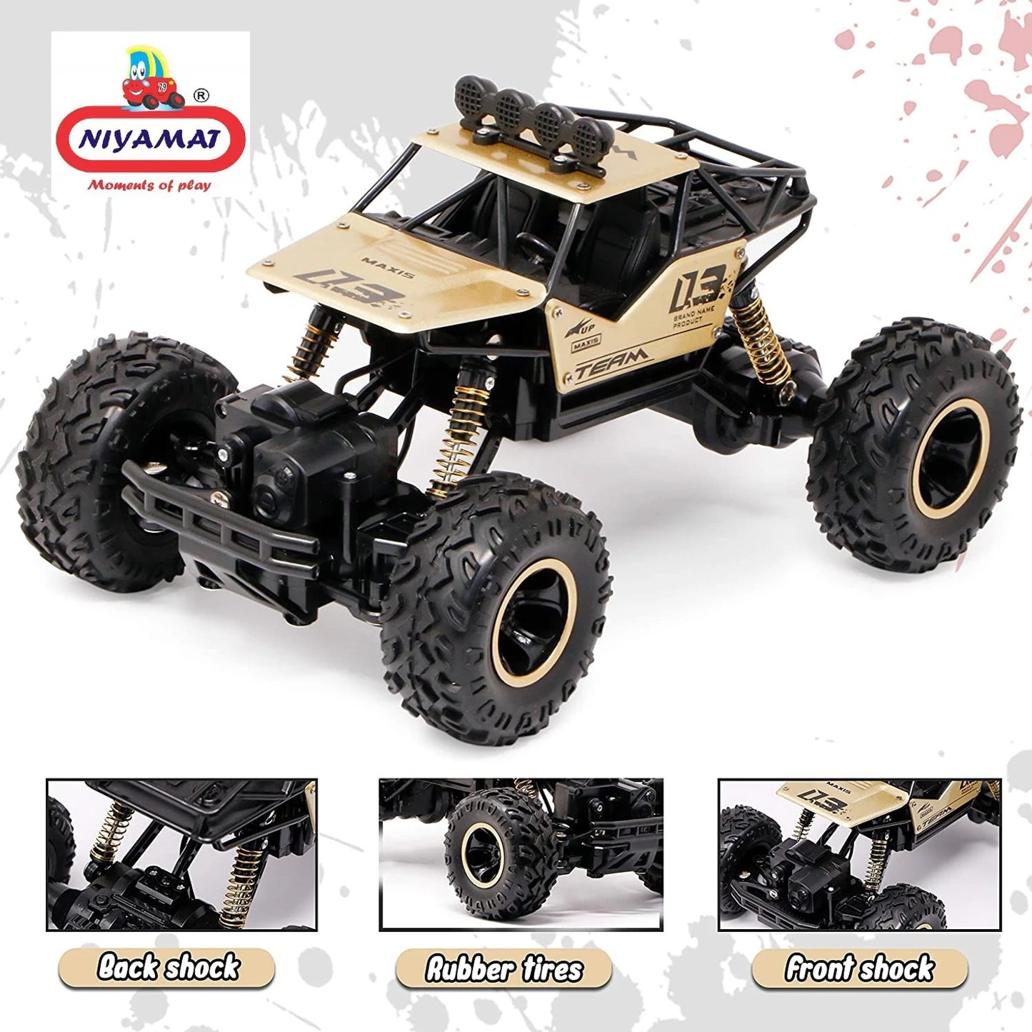ROCK-CRAWLER  1:16 Metal Alloy Body Remote Control Rock Crawler High Speed Monster Racing Car (Gold)